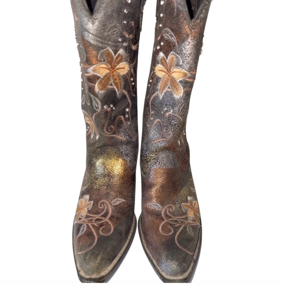 Durango Crush Cowboy Boots RD3030 Size 9 Floral Embroidery Western Rhinestone - Picture 4 of 11